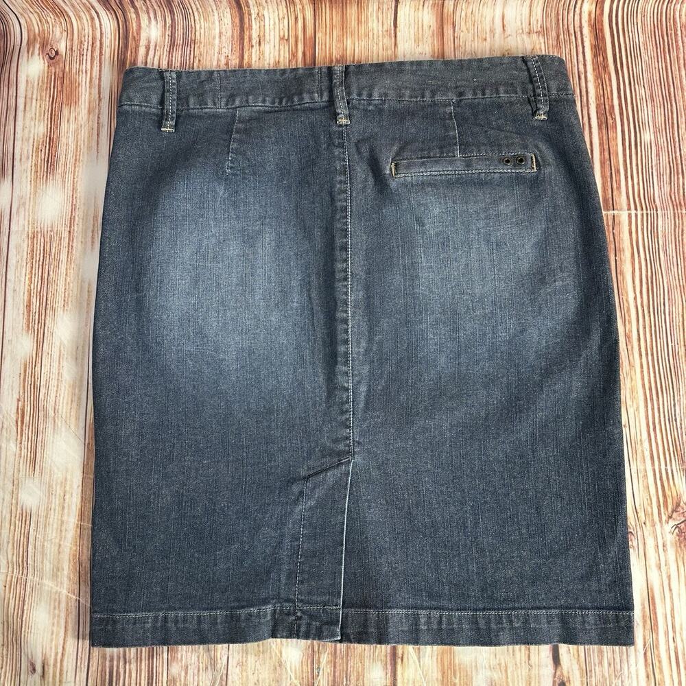 Converse All Star Size 6 Blue Jean Denim Knee Length Skirt Back Slit 32X18.75 - Picture 2 of 8